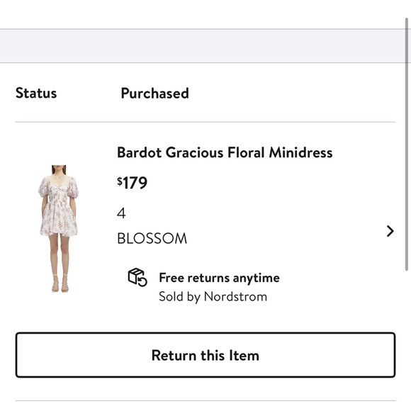 Bardot Gracious Floral Minidress - size 4 - NWT - Picture 4 of 4